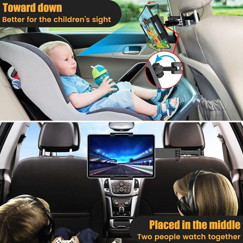 najiaxiaowu 2 Pack Tablet Holder for Car,ipad Headrest Mount for 5.5-18.4 Inch Tablet/ipad/Phones Car Tablet Holder with 360°Rotating Adjustable Trip Essentials,Black