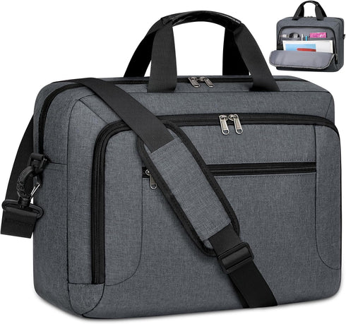 Laptop Bag for 17.3 Inch Laptop, Large Waterproof Briefcase for Men Women, Business Office Work Computer Bag, Grey