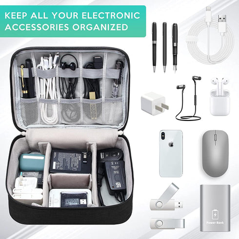 Electronics Organizer Travel Bag, Waterproof Portable Digital Storage Case for Cables & Accessories