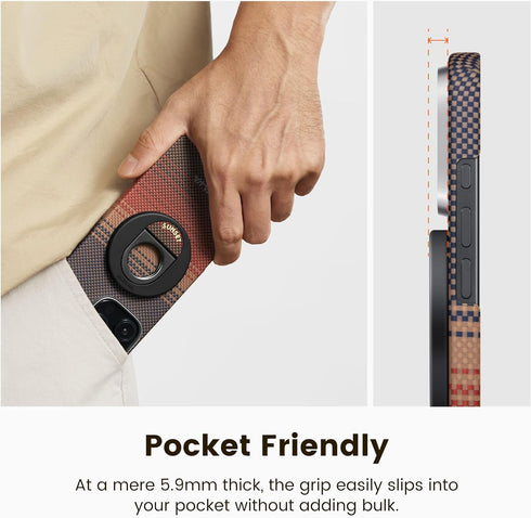 pitaka 360 17/16/15/14/13/12 3, MagSafe Phone Grip, Degree Rotation Magnetic Phone Grip Compatible with iPhone [MagEZ
