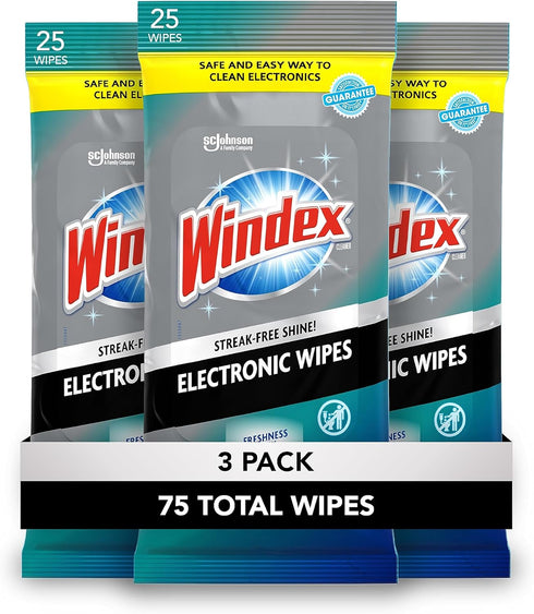 Windex Electronic Cleaning Wipes, Pre-Moistened Screen Wipes for TVs, Phones, and Other