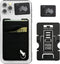 Double Pocket Gecko Phone Wallet - Smartphone Adhesive Card Holder, Mobile Stick on Spandex Pocket (BLACK-WHITE)