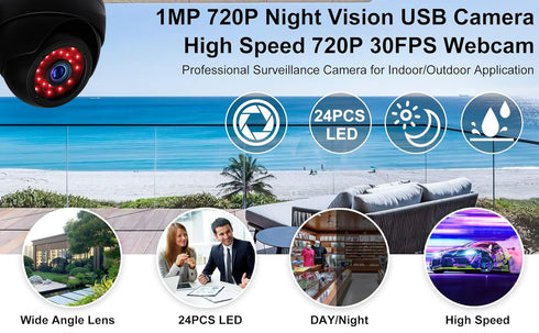 USB Infrared Webcamera, Day Night Vision CCTV Dome IR Camera for PC, Waterproof High Speed Lightburn Laser Engraver