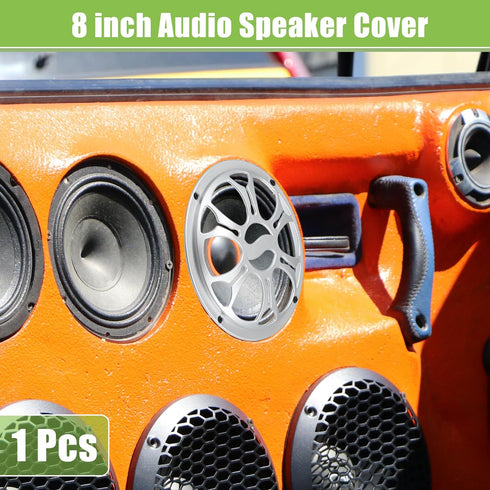 ACROPIX Universal 8" Car Speaker Grills Cover Round 8 Inch Audio Speaker Subwoofer Guard Protector Case with Mounting Screws ABS Silver Tone - Pack of 1