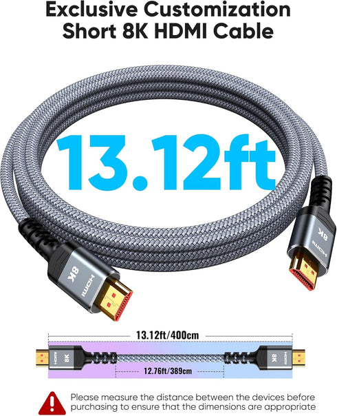 8K@60 13FT/4M, 48Gbps 2.1 4K120 144Hz 3090 2.2&2.3 PS5, Highwings Long HDMI Cable High Speed Gaming HDMI Cord RTX eARC