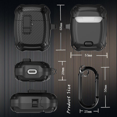 Google Pixel Buds Pro Case 2022 - Military Hard Shell Protective Armor Cover with Cleaner Kit, Lock & Carabiner for