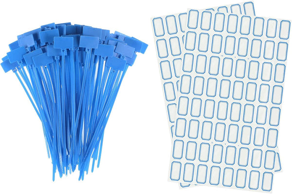 uxcell 100pcs Nylon Cable Ties Tags, Self-Locking Marker for Organizing (Blue)