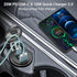 Qidoe 2 Pack USB C Car Charger - PD3.0 20W and QC3.0 18W with LED Voltmeter and ON/Off Switch