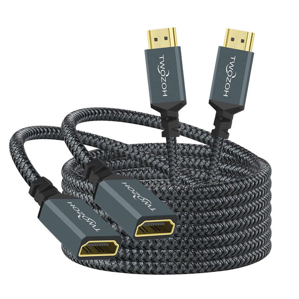 Twozoh HDMI Extension Cable 15FT 2 Pack, 4K HDMI Extender Male to