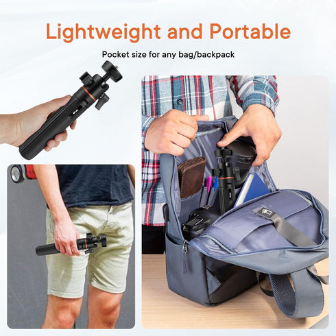 Mini Desktop Aluminum Tripod Stand with Cold Shoe, 360° Ball Head for iPhone, Android, Canon, Sony