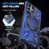 Galaxy S24 Ultra Navy Blue Case: Dual Layer Hard PC Cover with Camera Lens Protector & 360° Ring Holder Stand.
