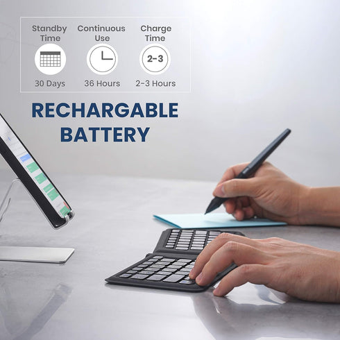 Perixx PERIBOARD-805E US Wireless Foldable Ergonomic Bluetooth Keyboard, Ultra-Thin X Type Keys for iOS, Android,