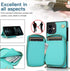 Asuwish iPhone 13 Mini Case - Mint Green Wallet Cover with Zipper, Screen Protector & Card Holder Slot, Leather Stand.