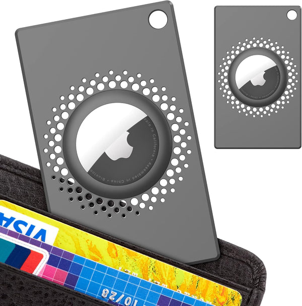 2 Pack Airtag Wallet Holder, Slim Card Size Case for AirTag, Purse, Handbag, Clutch, Wristlet (Gray)