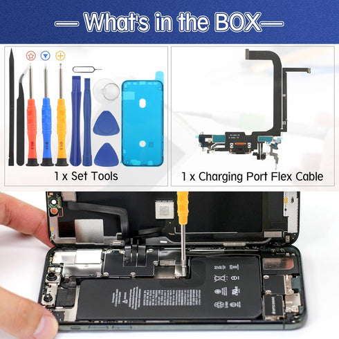 YWLRONG Dock Connector for iPhone 13 Pro Max, Charging Port Flex Cable Replacement with Tools