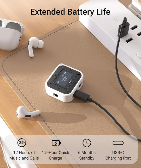 Syntech Bluetooth Transmitter Receiver for Airpods, Headphones, LED Display, Dual Pairs, Low Latency Wireless Bluetooth