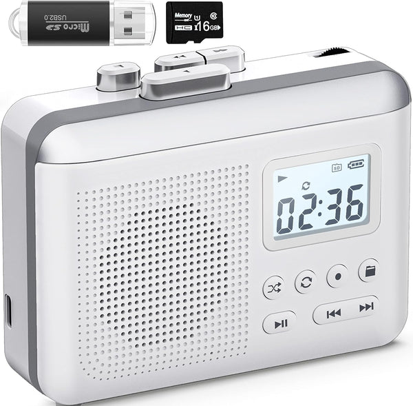 Gracioso Portable Cassette Player Recorder Converter, Cassette to MP3 via SD Card, Walkman with Rechargeable Battery,