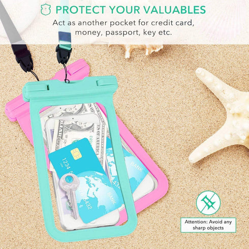 GLBSUNION Universal Waterproof Phone Pouch, 4-Pack IPX8 Universal Waterproof Case Underwater Dry Bag Protective Pouch for Pools Beach Kayaking Travel iPhone 15 14 13 Pro MAX Plus Galaxy up to 7.5"