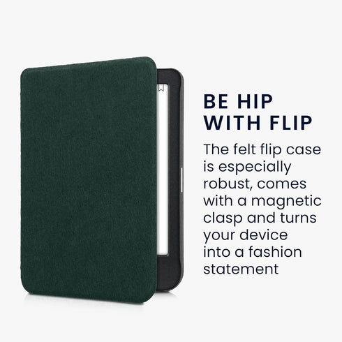 kwmobile Petrol Felt Fabric Case for Kobo Clara BW/Colour - Slim Book Style Protective Cover