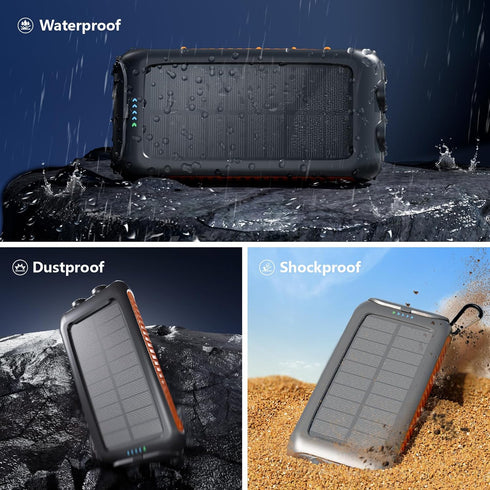 49800mAh 2 15W Solar Charger Power Bank Portable Solar Phone Charger with USB-A and Type-C Interface, Fast Charging