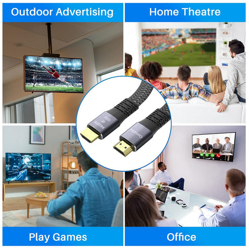 25 4K 4K@60Hz 2160p 1080p 2.2 3D 25 2 25FT Flat HDMI Cable Feet, HDMI High Speed Braided Cord, Pure Copper, Supports