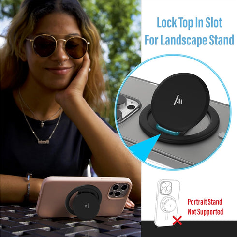 Tango 10x Ultra Thin Grip for MagSafe: One Hand Open, Stand, Expandable, Space Grade Steel, Removable for Wireless