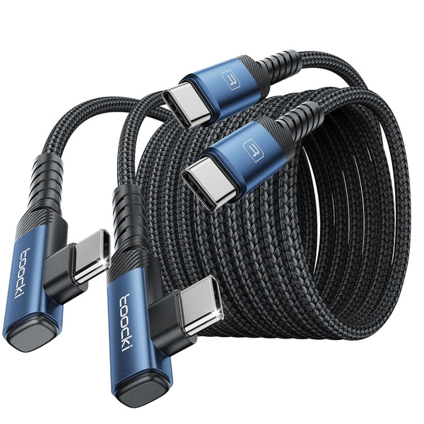USB C to USB C Charger Cable (10ft, 2Pack), 60W Type C Charging Cable Cord, Right Angle Fast Charging USBC to USBC