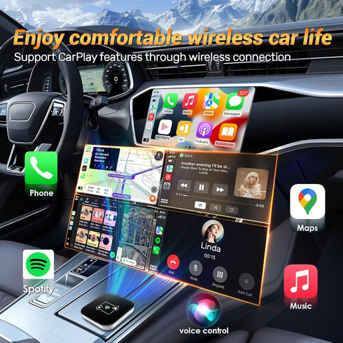 Wireless Carplay Adapter for Factory Wired Carplay/Android Auto, Fast Stable Connection Plug and Play Dongle for 2016+