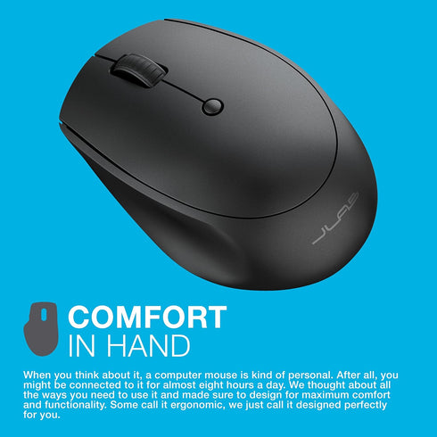 JLab GO Wireless Mouse, Black, Connect Via Bluetooth or USB Wireless Dongle, Multi-Device Toggle, Portable,