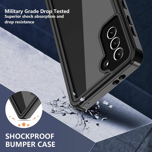 Oterkin Waterproof Case for Samsung Galaxy S21, Built-in Screen Protector, Shockproof Underwater Case, Black