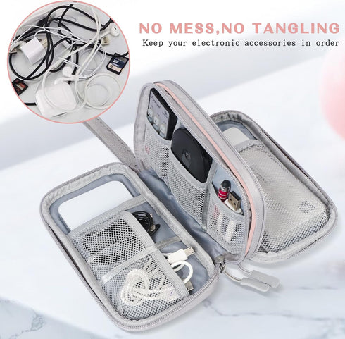 FYY Electronic Organizer, Travel Cable Organizer Bag, Portable Waterproof Double Layers Storage Bag for Accessories