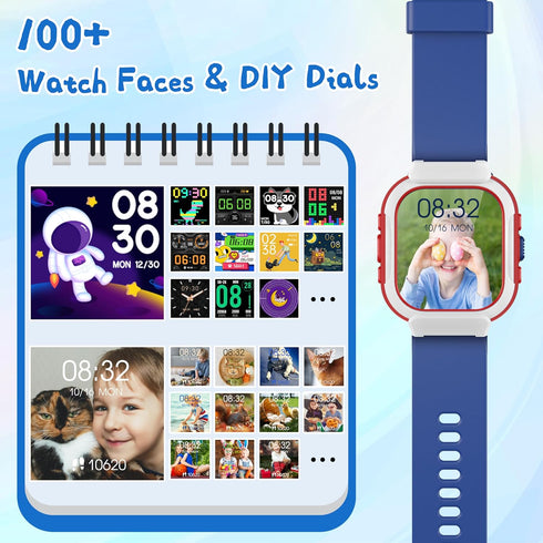 Kids Smart Watch, IP68 Waterproof Fitness Tracker with 1.4'' DIY Watch Face, Heart Rate, SpO2, Sleep Monitor,