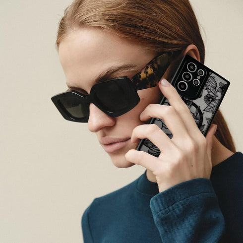 XIZYO Floral Rose Magnetic Case for Samsung Galaxy S23 Ultra, Slim TPU, Shockproof, MagSafe Compatible, Black Aesthetic.