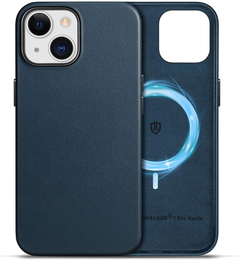 SHIELDON Genuine Leather Case for iPhone 15 2023, Magnetic Wireless Charging Slim Non-Slip
