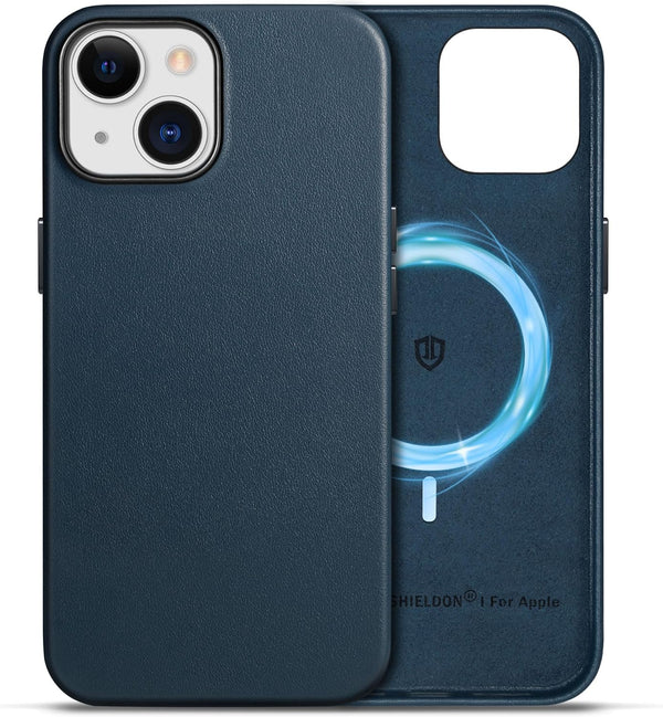 SHIELDON Genuine Leather Case for iPhone 15 2023, Magnetic Wireless Charging Slim Non-Slip