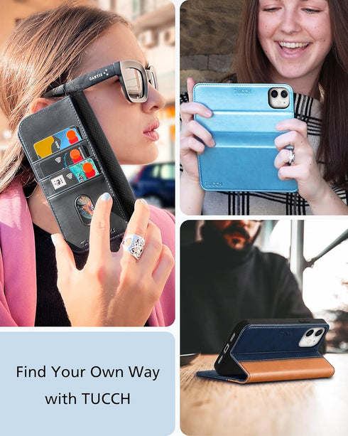 TUCCH Wallet Case for iPhone 12 Pro/iPhone 12 5G, Premium PU Leather Flip Folio Cover with Card Slot and Stand Design