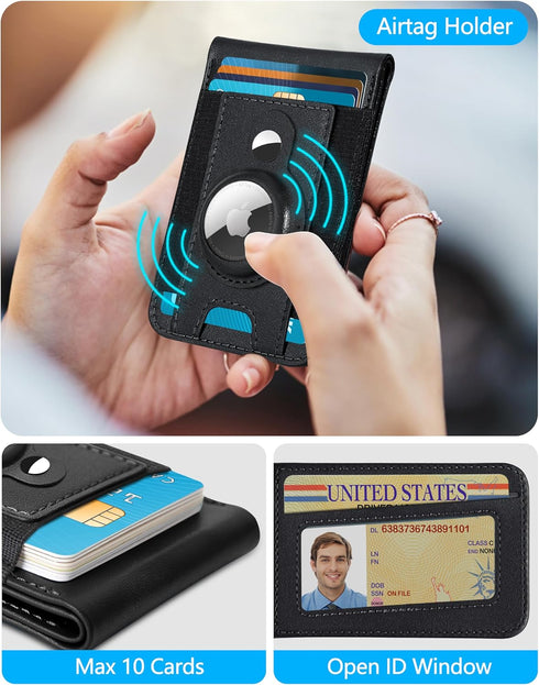 3-in-1 Magnetic Wallet with AirTag Holder for iPhone, Magnetic Wallet Stand for iPhone 16/15/14/13/12 Series