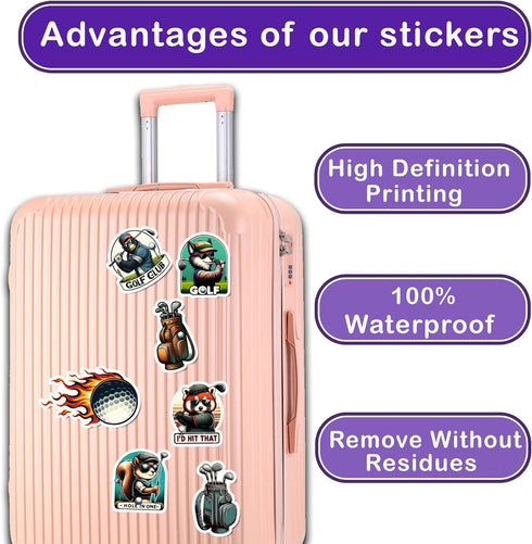 50 PCS Golf Stickers, Waterproof Vinyl Decals for Golfer Adults, Sports Lovers, Decorative Scrapbooking