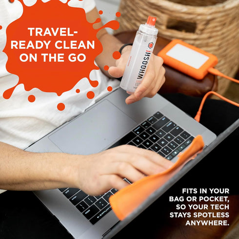 WHOOSH! Screen Shine Duo - Screen Cleaner Spray for iPad, Monitor, Laptop, MacBook - 3.4 oz & 0.3 oz Bottles