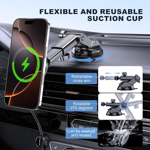 MOKPR 17 16 15 14 13 12 Only for iPhone Magsafe Car Mount Charger, Magnetic Phone Holder for Your Car Charger Dash