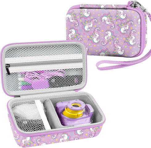 Leayjeen Waterproof Camera Case for Agoigo/Yoophane/DEKER, Underwater HD Kids Toy Digital Camera, Purple Unicorn