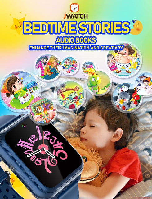 Kids Smart Watch Phone SOS with 10 Stories, 24 Puzzle Games, Alarm Clock - Toys for Ages 6-12 Boys Girls