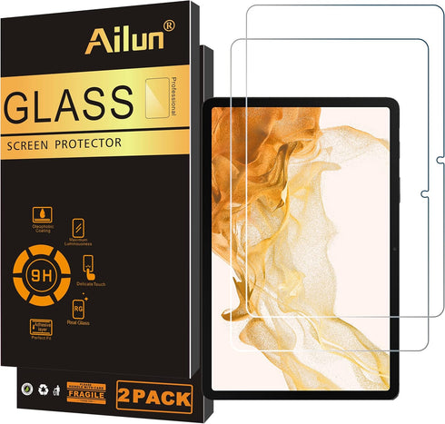 Ailun Screen Protector for Galaxy Tab S8 Plus/S7 FE/S7+, 12.4 inch, 2 Pack Tempered Glass, 9H Hardness, Ultra Clear,