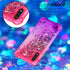 Galaxy A01 Case - Pink/Purple Glitter Bling Floating Liquid Sparkle Quicksand TPU Cover with Tempered Glass Protector