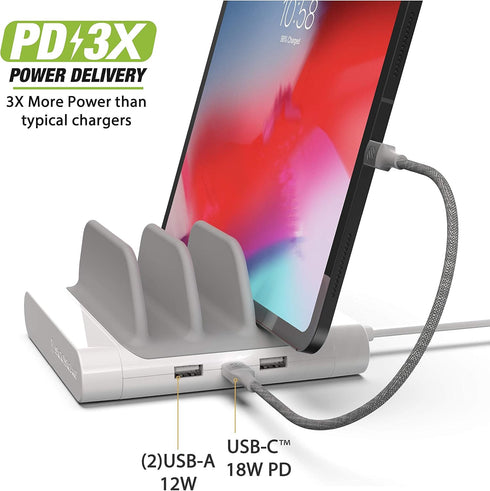 Scosche BLMD BaseLynx Vert Modular Charging Station for PD 3.0, USB-C and USB-A Devices (White)