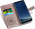Samsung Galaxy S8 Wallet Case, Leather Sunflower Flip Cover with Tempered Glass Screen Protector, Gray