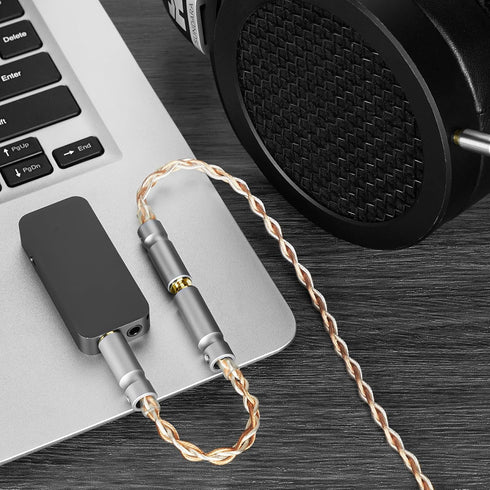 Geekria 4.4MM Male to 3.5MM Female Headphones Plug Adapter, Copper and Silverplated Audio Dongle