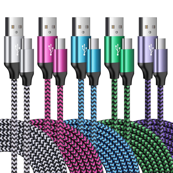 USB C Cable 3FT, 5Pack: Type C Fast Charging Cable Nylon Braided Android Phone Charger for iPhone 15, Samsung Galaxy S24