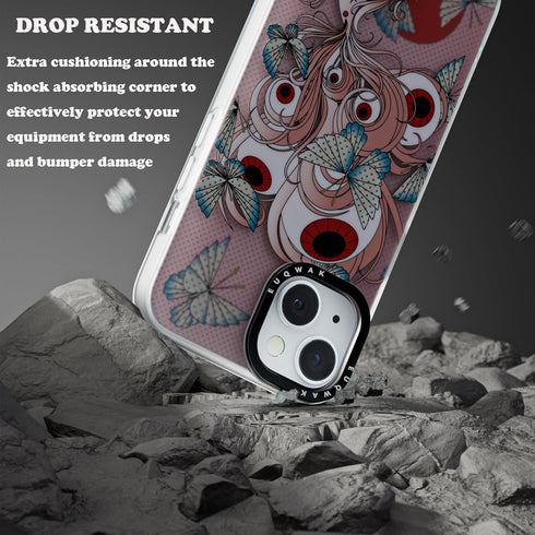 iPhone 15/14 Pink Butterfly Case - Cute Aesthetic TPU Bumper, Shockproof Phone Cover for Women & Girls, 6.1 Inch