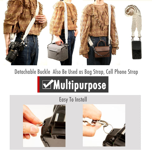 Macrame Camera Strap for DSLR, Adjustable Handwoven Universal Neck & Shoulder Strap for Photographers